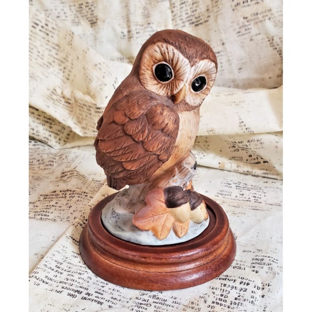 Vintage Porcelain Owl by Andrea (by Sadek) w/ stand - Whimsical, Quirky